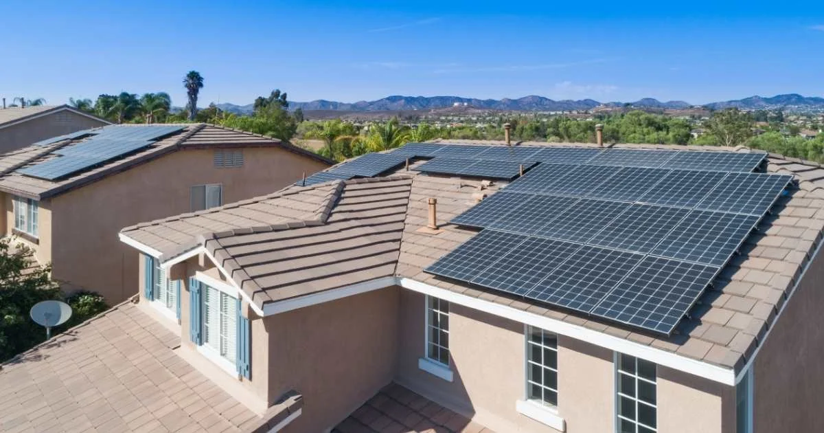 Solar Panels Installed on Roof of Large House